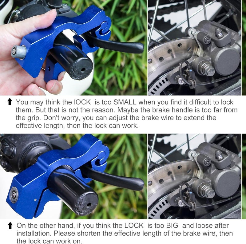 Windance 2Pack Heavy Duty Motorcycle Anti Theft Handlebar Throttle Security Lock Front Brake Lever Lock on Dirt Bike Moped Scooter ATV (Blue) - Image 4